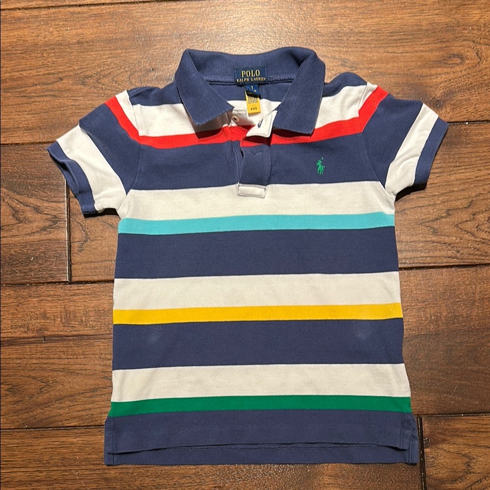 Polo by Ralph Lauren Blue and Red Striped Polo Shirt Casual Knit